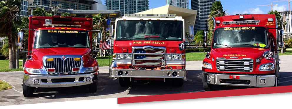 Row of three firetrucks